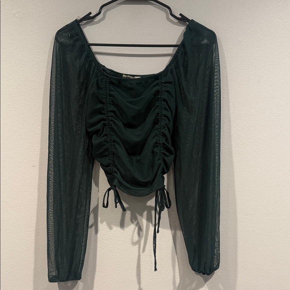 Inspired Hearts Tops - Inspired Hearts Dark Green Ruched Blouse